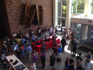 Ingram Hall lobby during a break at the Vanderbilt Music & Mind Kickoff to the Society for Music Perception and Cognition 2015 Conference, August 1, 2015