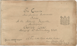 Autograph title page of The Brandenburg Concertos in Sebastian's hand (click to enlarge)