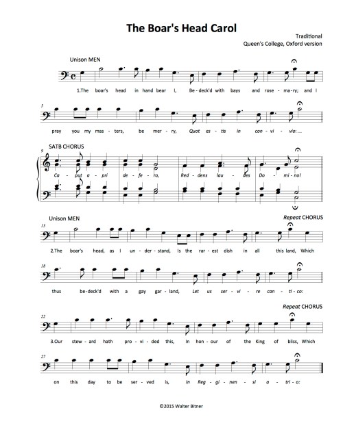 the traditional Queen's College, Oxford version of The Boar's Head Carol (click to enlarge)