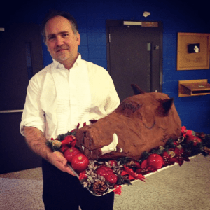 with the Boar's Head before a Tastes & Sounds of the Season performance, Nashville School of the Arts, 2012