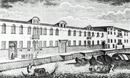 18th century drawing of the Ospedale degli Incurabile, Venice