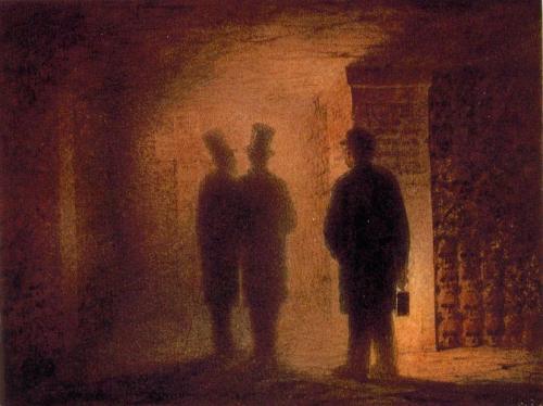 Viktor Hartmann: Paris Catacombs, watercolor