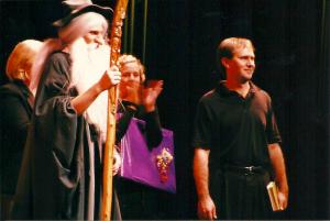on the set of my Carrollwood Day School production of The Hobbit, March 18, 2003, at the Tampa Bay Performing Arts Center ~ one of the most fulfilling experiences of my teaching career!