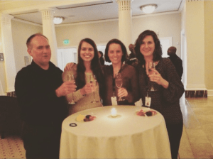 from my instagram feed: Nashville Symphony Education & Community Engagement staff toast the symphony's Grammy win: (l to r) WB, Margie Way-Kiani, Kelley Bell, Kristen Freeman, March 24, 2016
