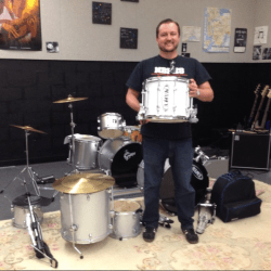 from my instagram feed: Nashville Big Picture High School teacher Graham Mote receives a drum set from the symphony on behalf of the school's after school band program