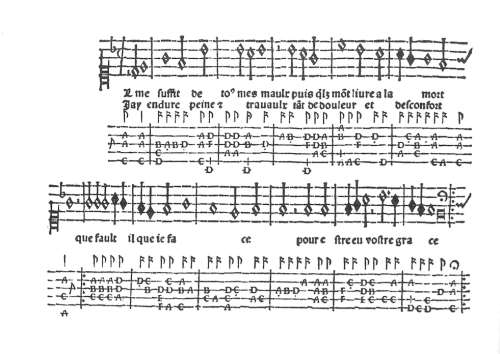 Il me suffit (Claudin) for lute and voice from Introduction (1529) ~ click to enlarge